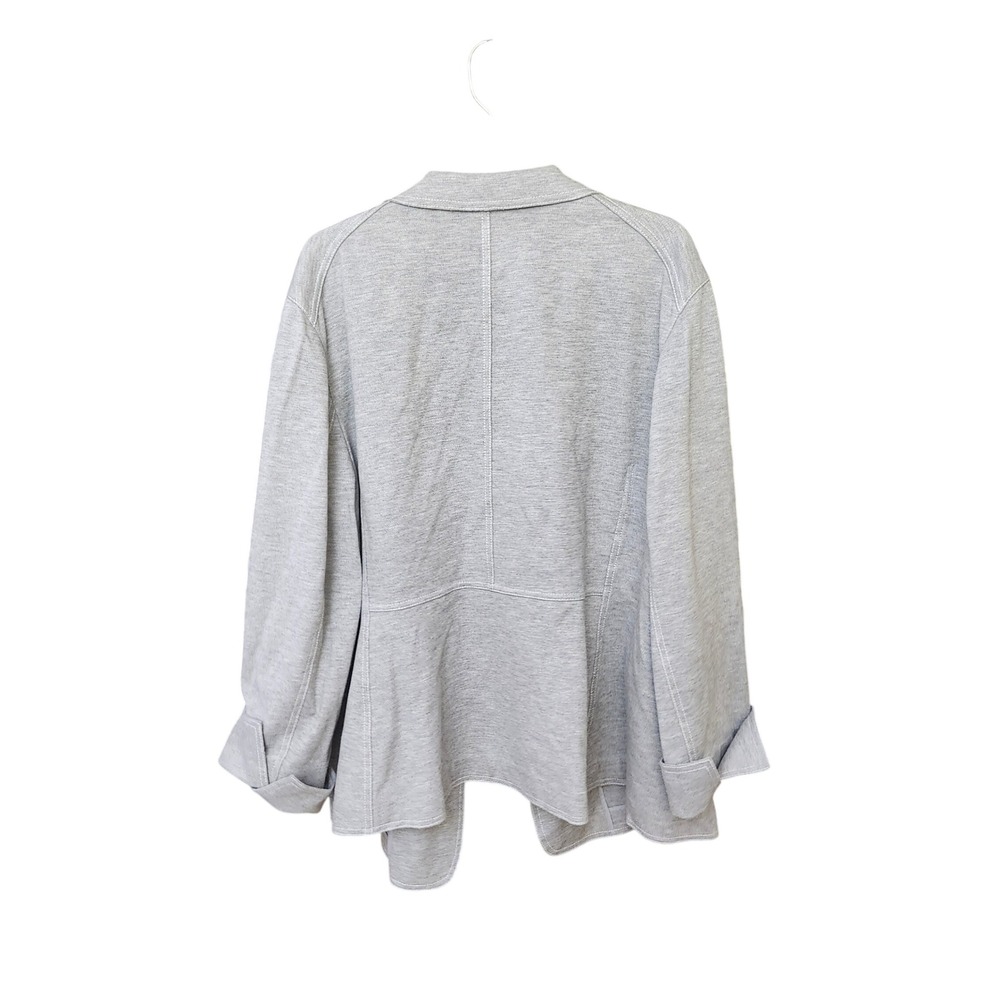 Lafayette 148 New York Womens 22W Heather Grey Knit Single Button Blazer Jacket - Picture 2 of 10